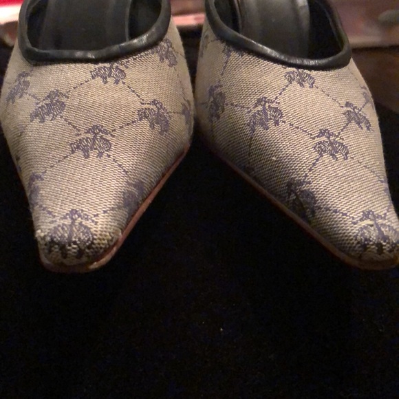 🔆 Brooks Brother’s fabric leather trim wood heel slides - Picture 5 of 11